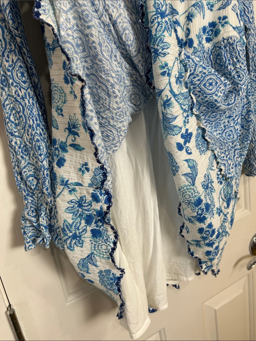 House of Harlow 1960 Blue White Boho Floral Tassel Mini Dress - Picture 5 of 8